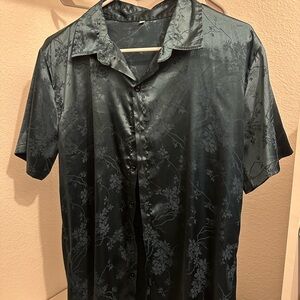 Elegant teal Floral Men's Shirt